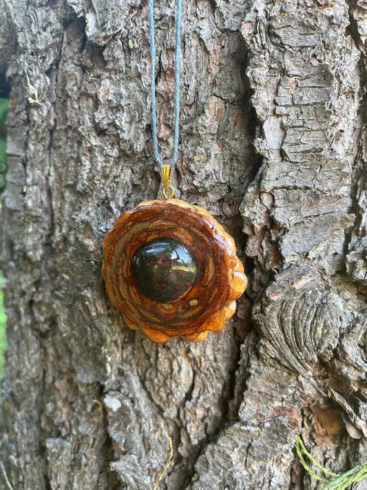 Obsidian Crystal Pinecone Pendant