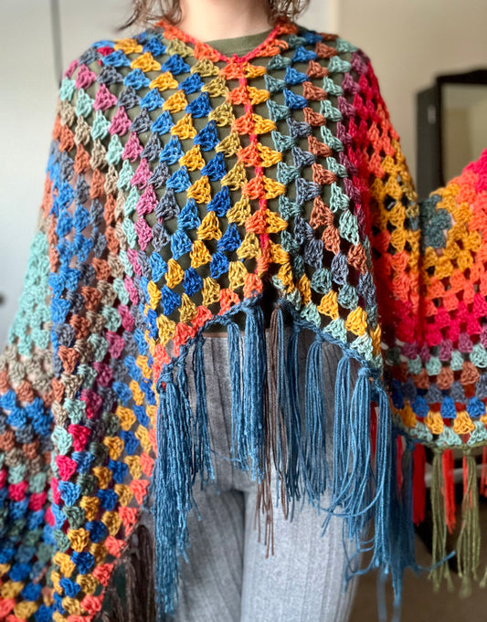 The Mikara Crochet Poncho Rainbow XS-L