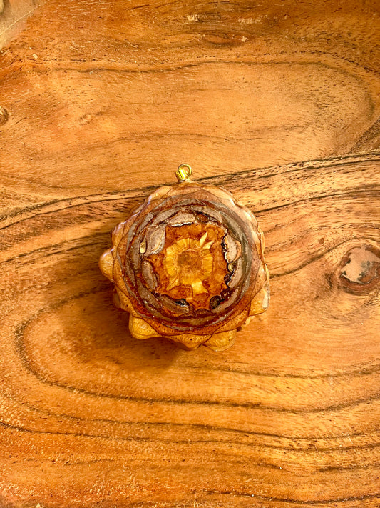 Large Heart Citrine Pinecone Pendant
