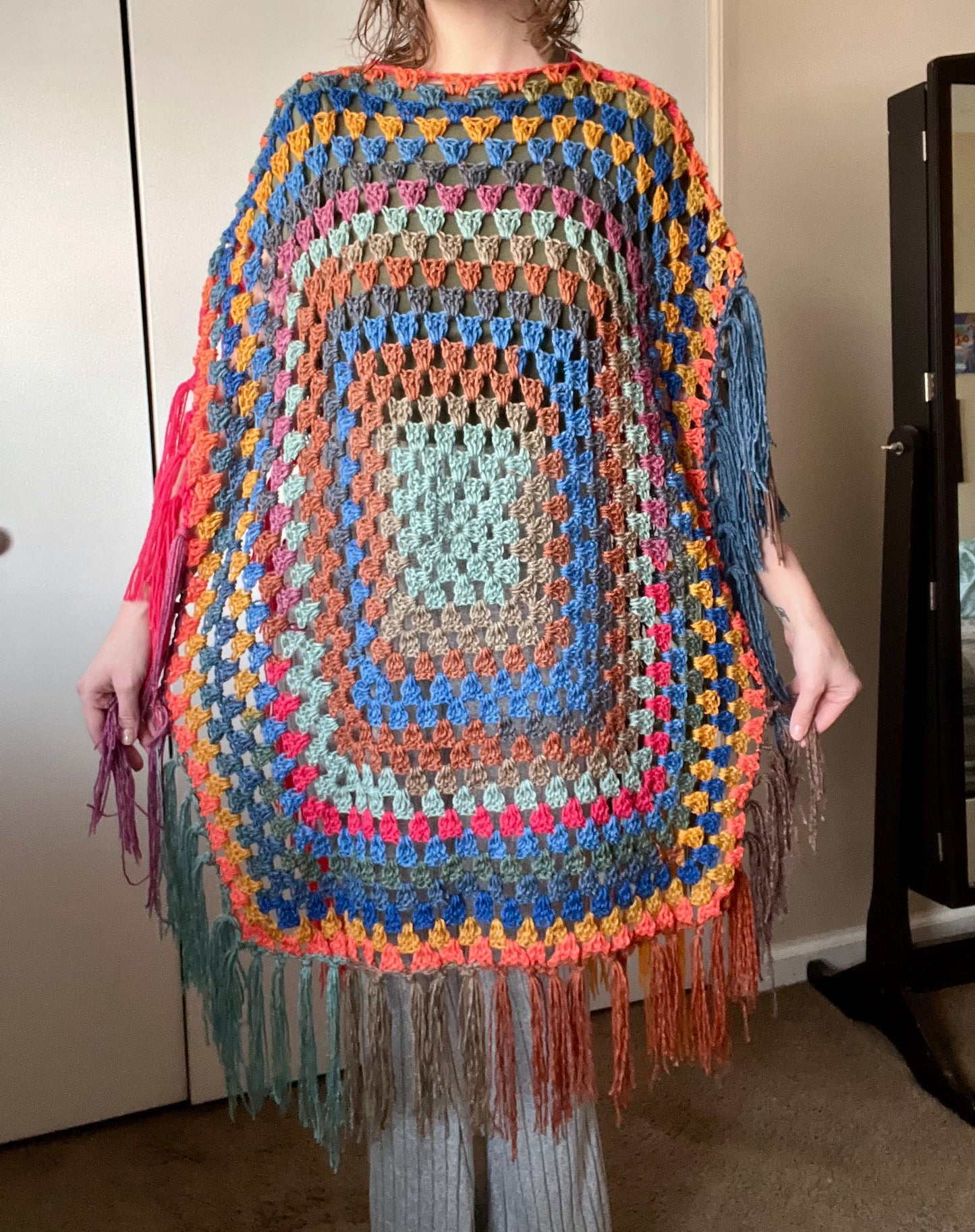 The Mikara Crochet Poncho Rainbow XS-L