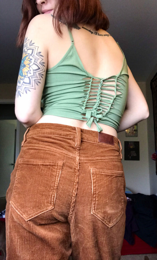 XS/S/M Green Slit Weave Camisole