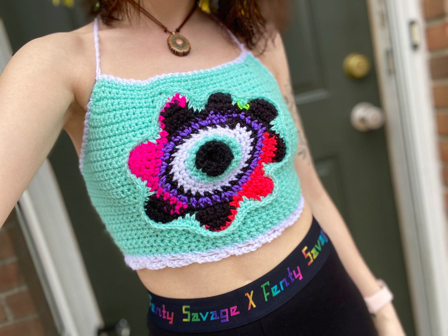 Third Eye Crop Top Flower Power Crochet Shirt