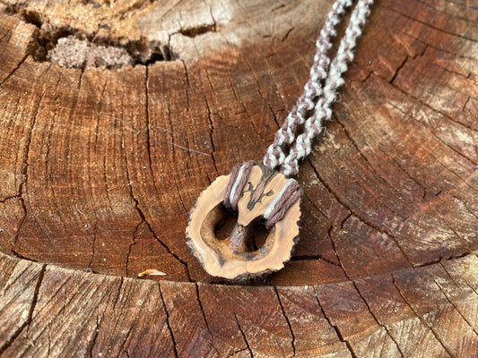 Long Spiral Hemp Necklace with Real Walnut Pendie