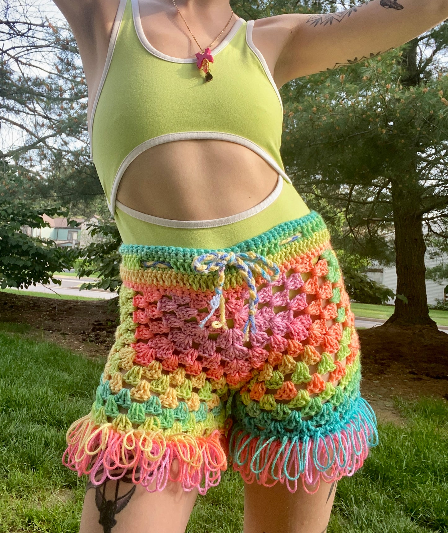 Funky Fringe Retro Stripe Shorts