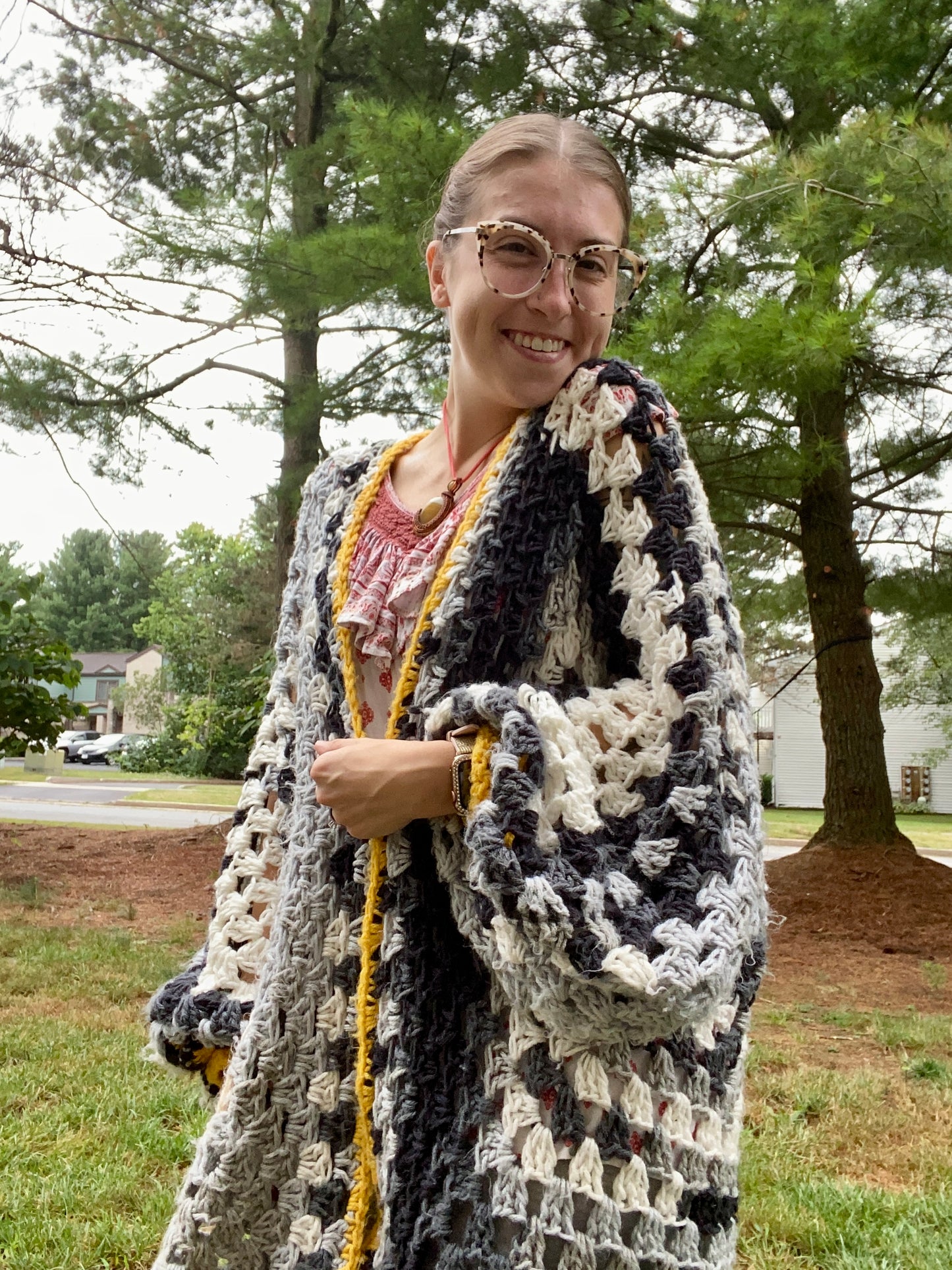 Black and White Checkered Campfire Cardigan