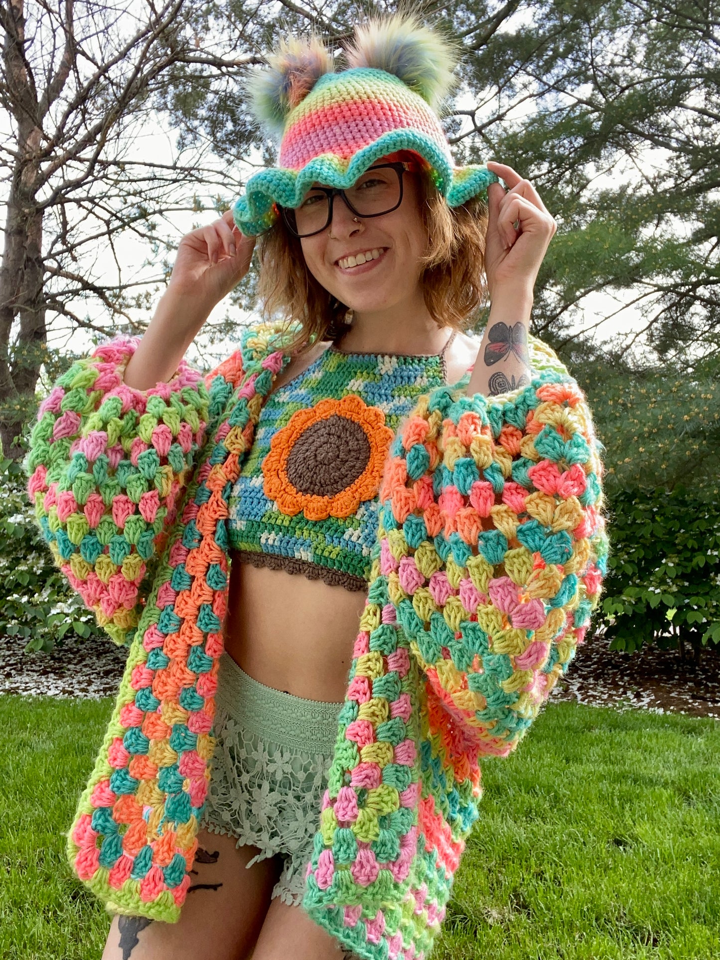 Retro Stripe Cardi and Aikido Cap Set