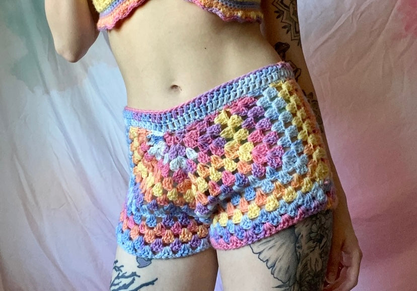 Granny Square Crochet Shorts