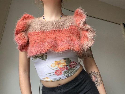 SMALL MEDIUM READY TO SHIP Fairy Fae Reversible Frilly Furry Shrug