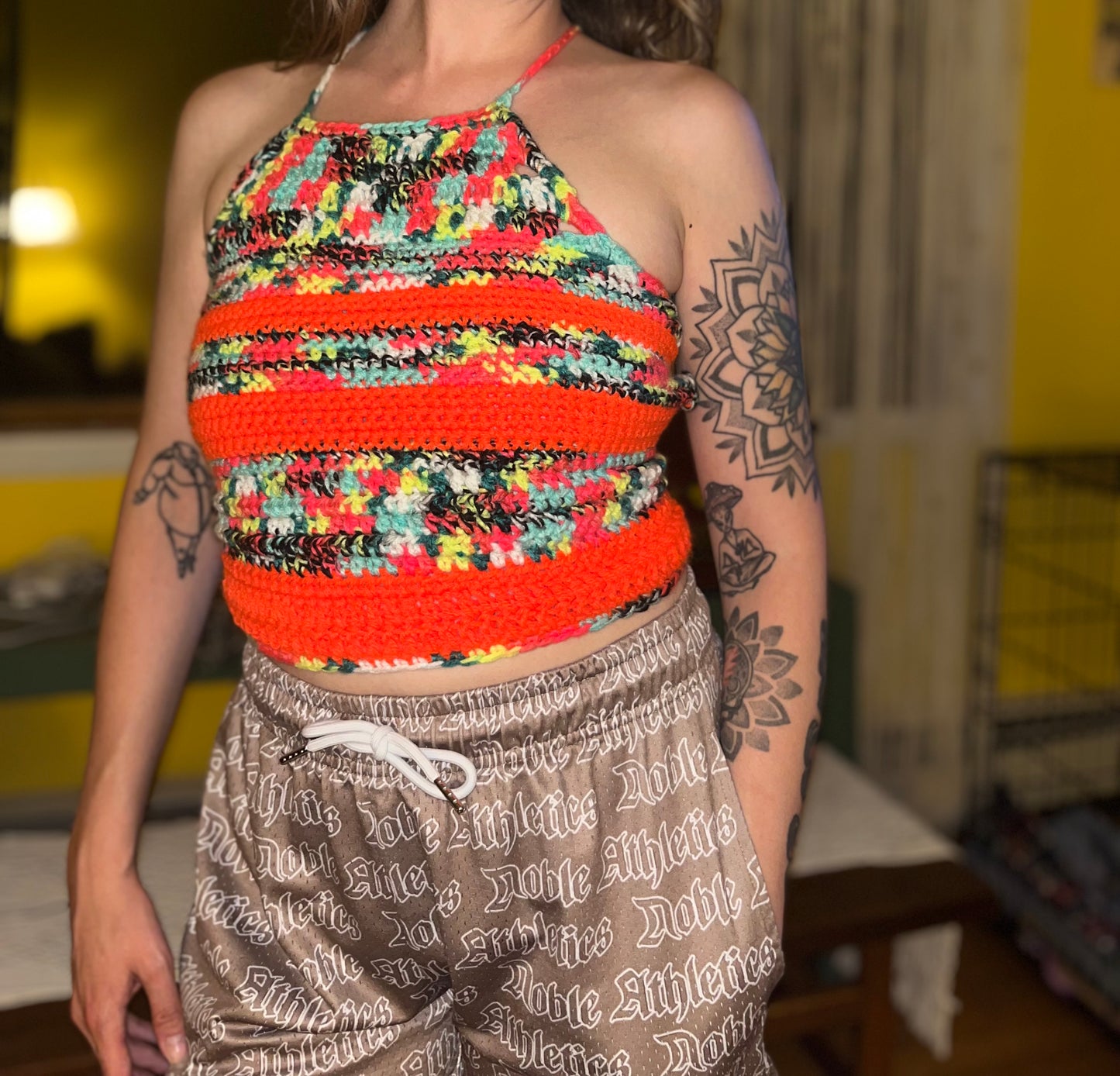 Neon Stripe Halter Top XS-XL