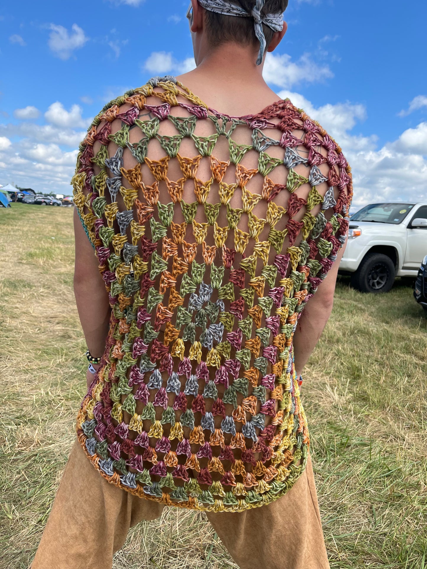 Rainbow Men’s Crochet Vest L/XL