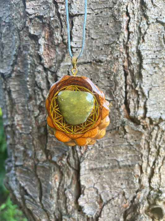 Flower of Life Pachamama Crystal Pinecone Pendant