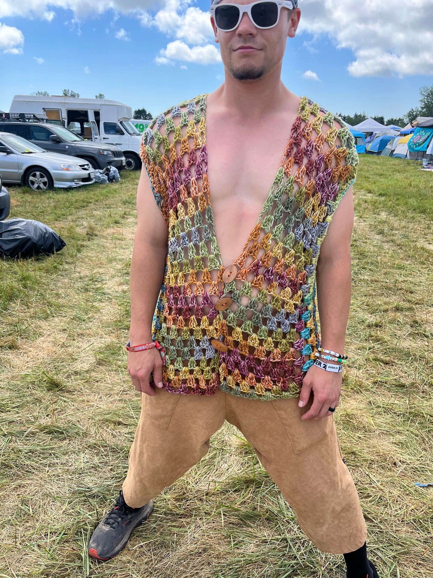 Rainbow Men’s Crochet Vest L/XL