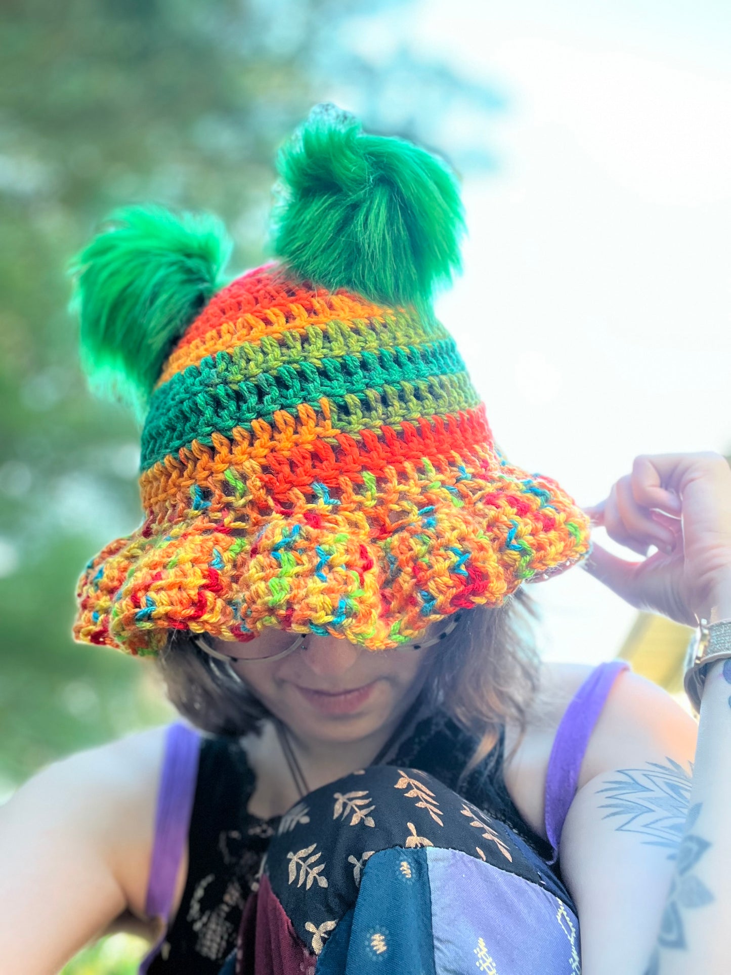 Rainbow Green Aikido Cap