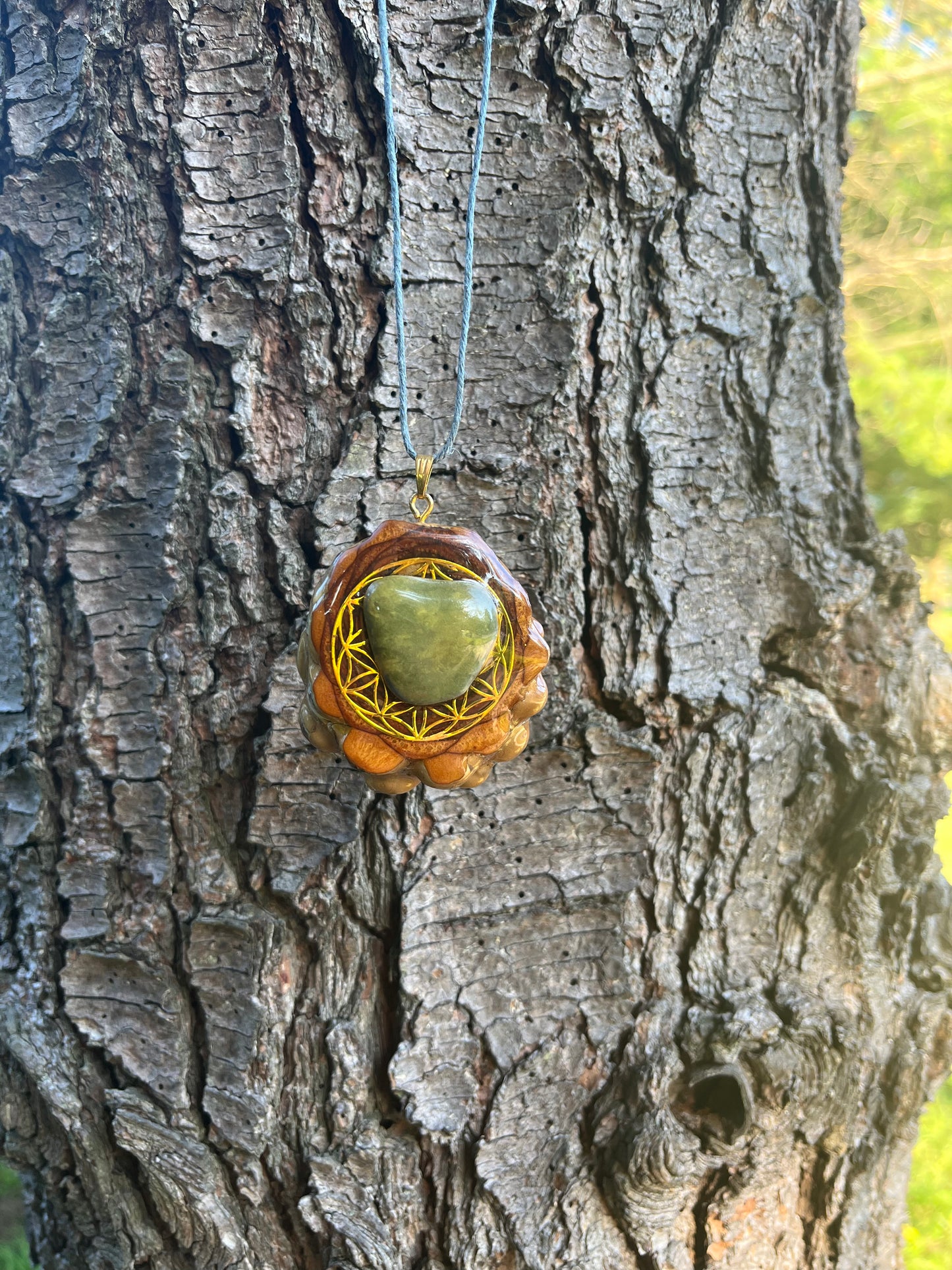 Flower of Life Pachamama Crystal Pinecone Pendant