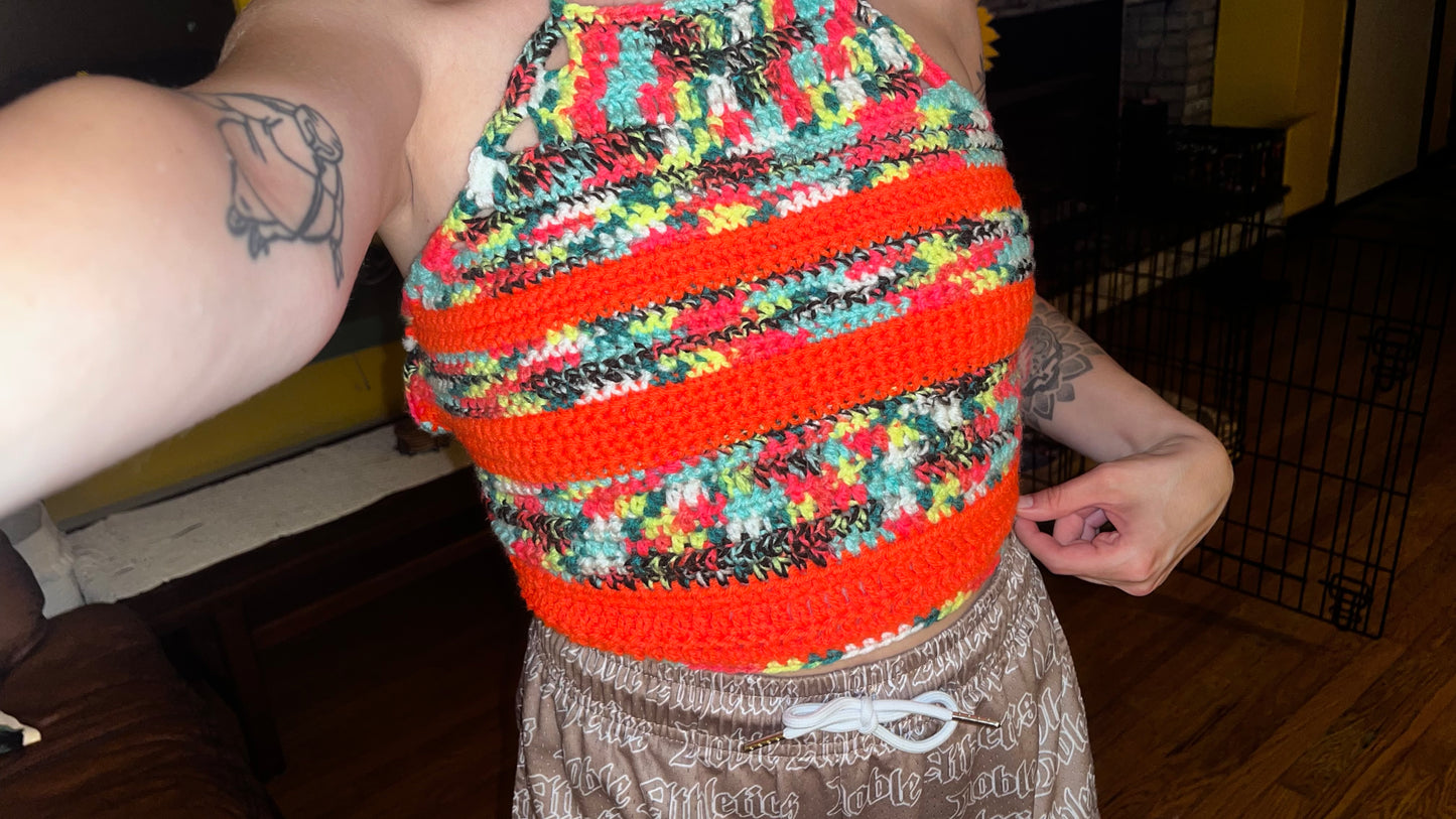 Neon Stripe Halter Top XS-XL