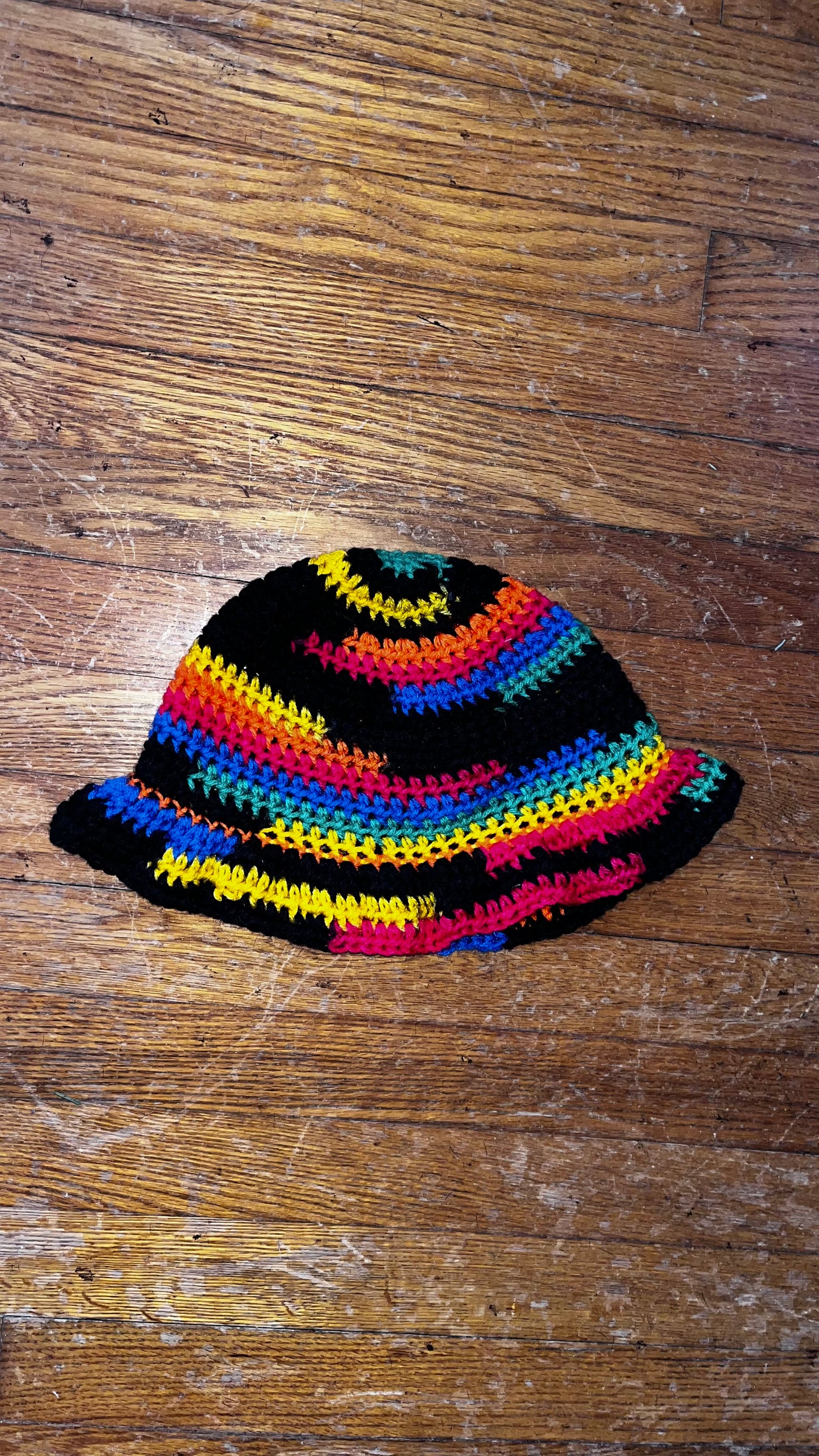 Crochet Rainbow Bucket Hat One Size