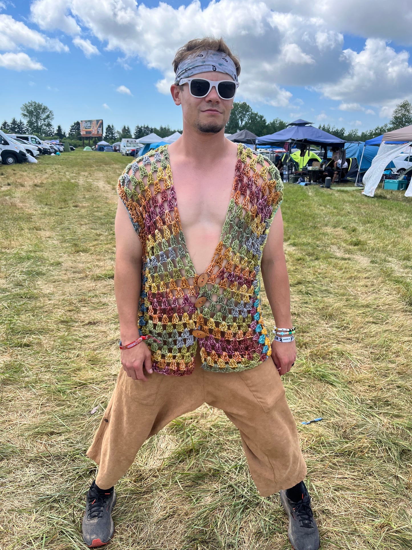 Rainbow Men’s Crochet Vest L/XL