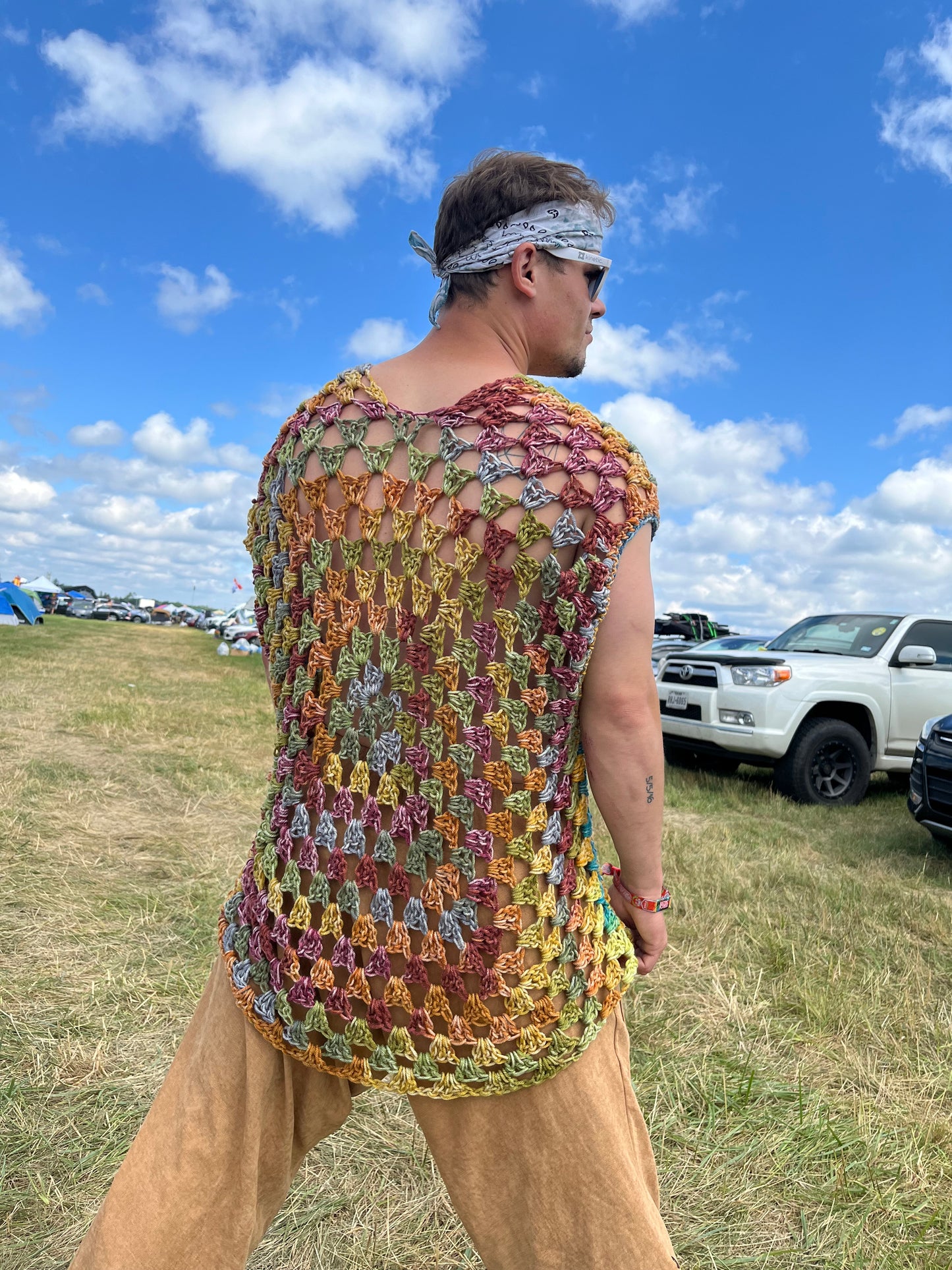 Rainbow Men’s Crochet Vest L/XL