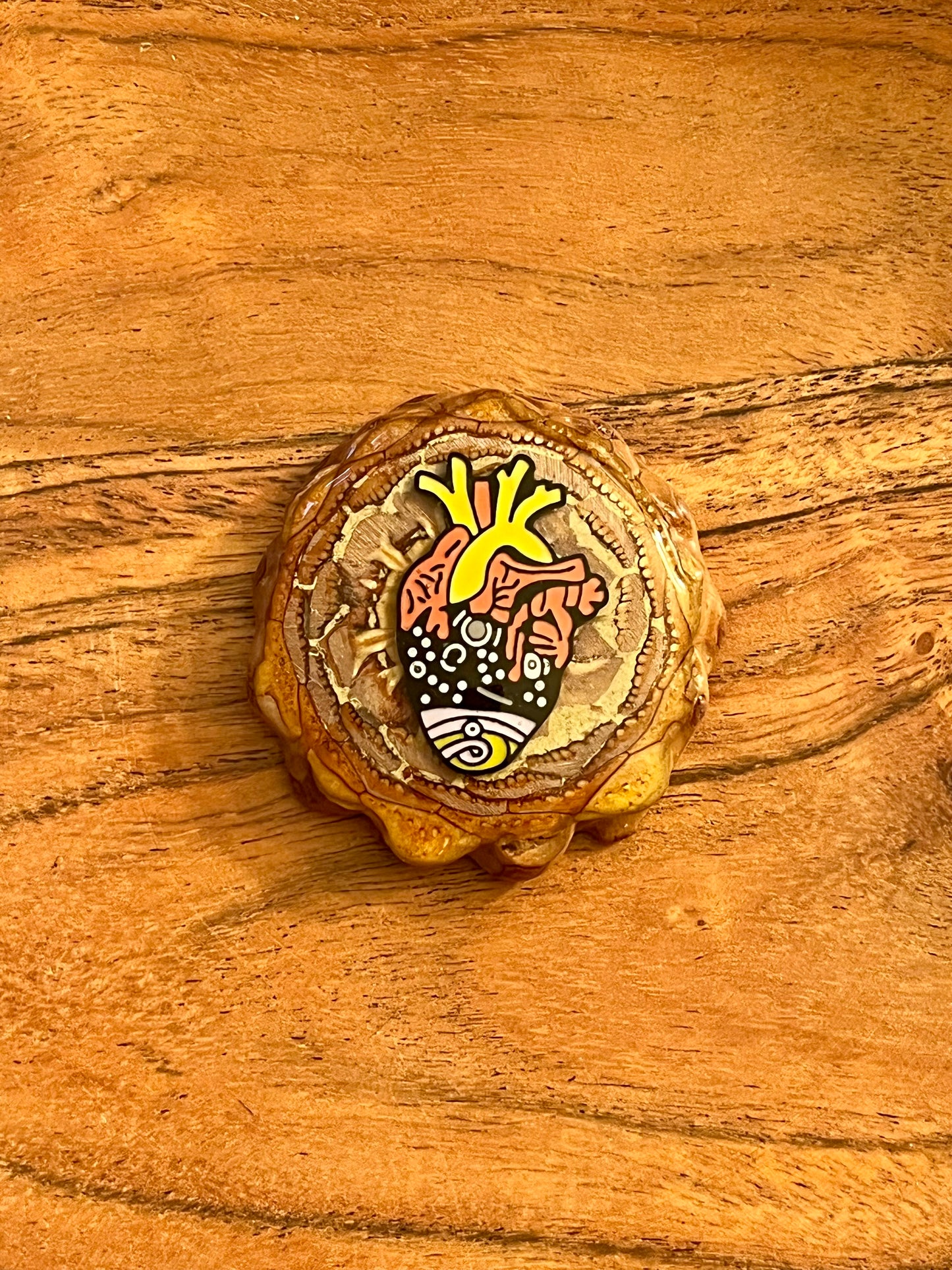 Large Trippy Heart Pinecone Pendant