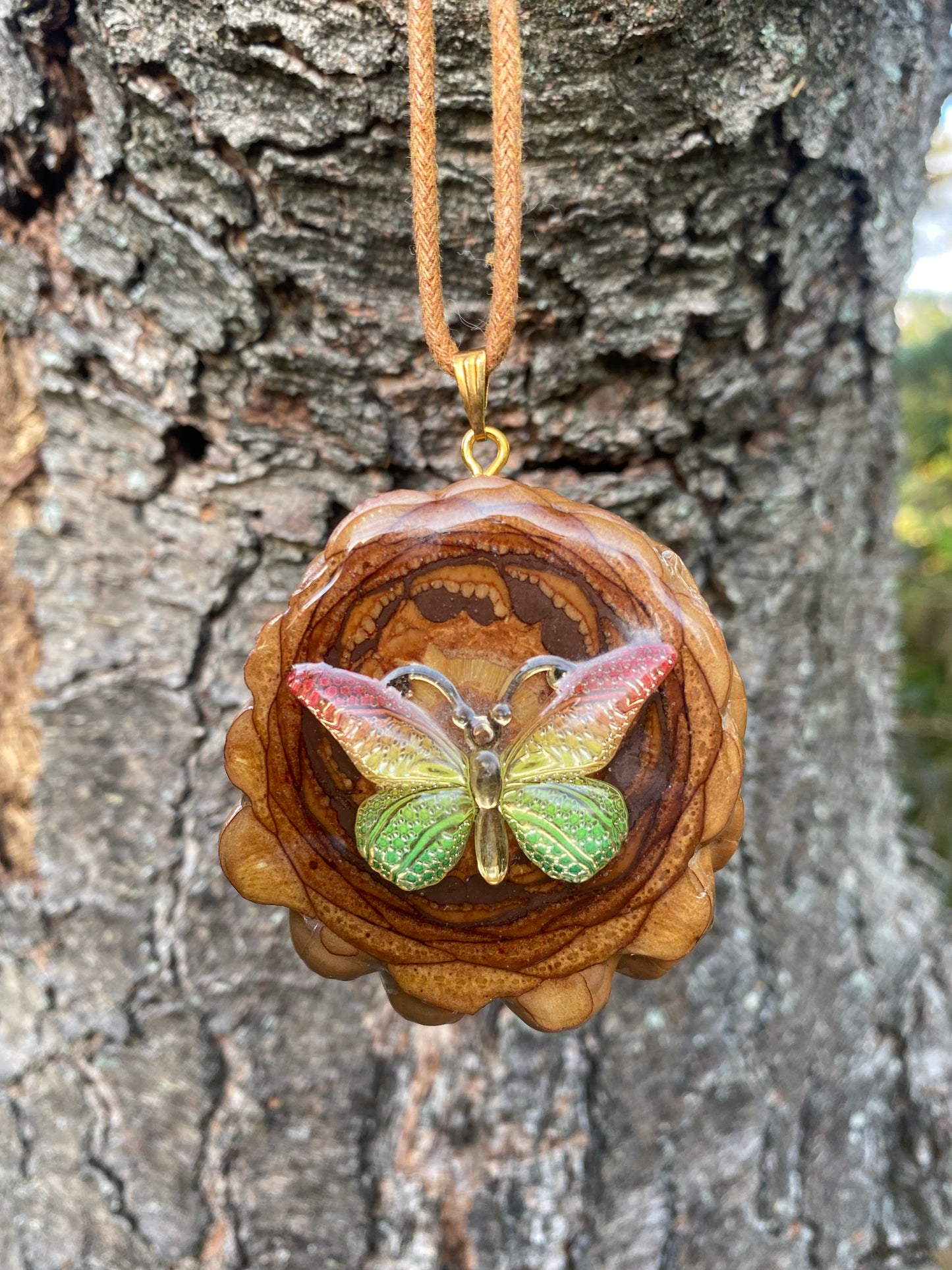 Rasta Flutterfly Pinecone Pendant