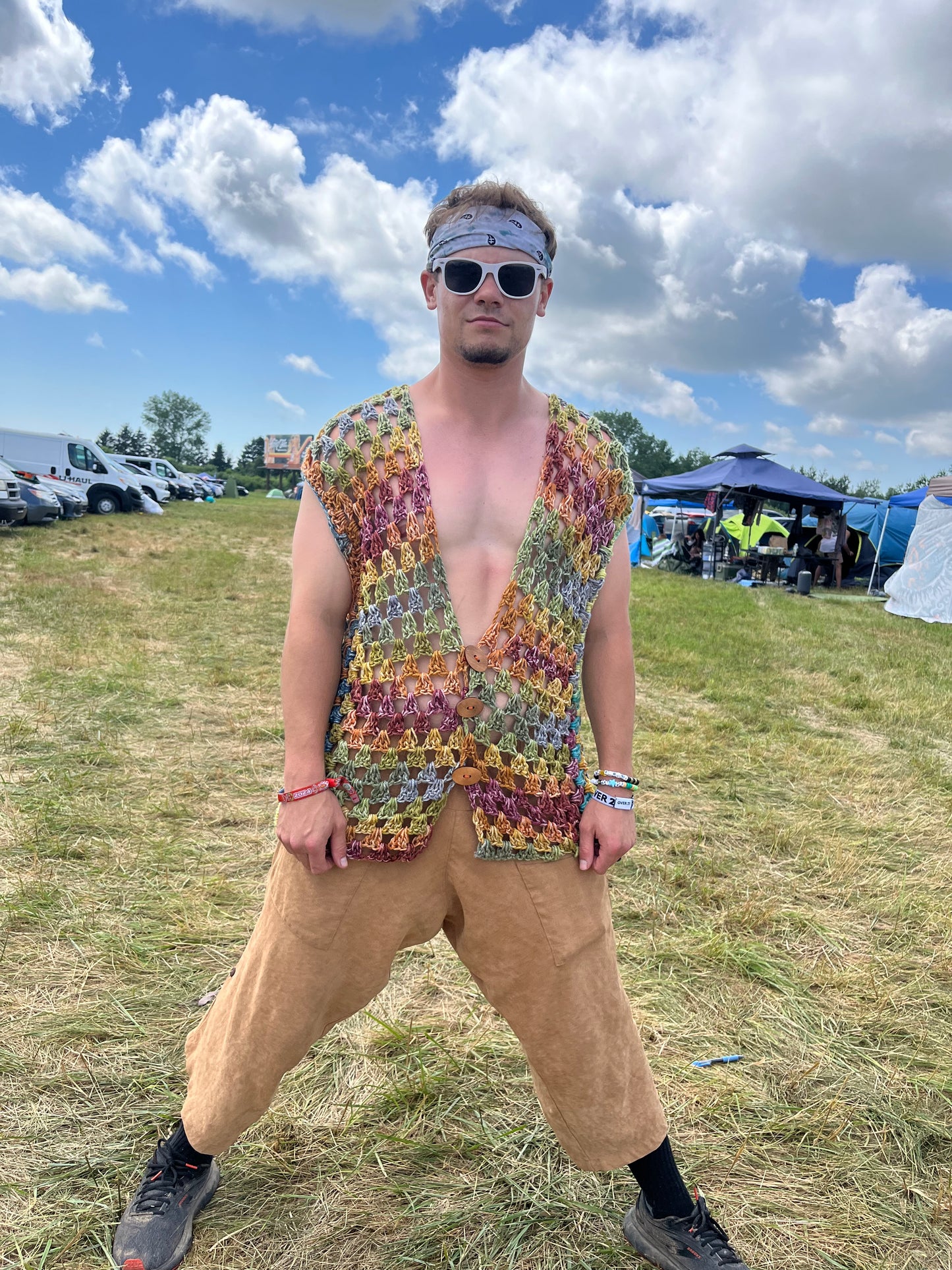 Rainbow Men’s Crochet Vest L/XL