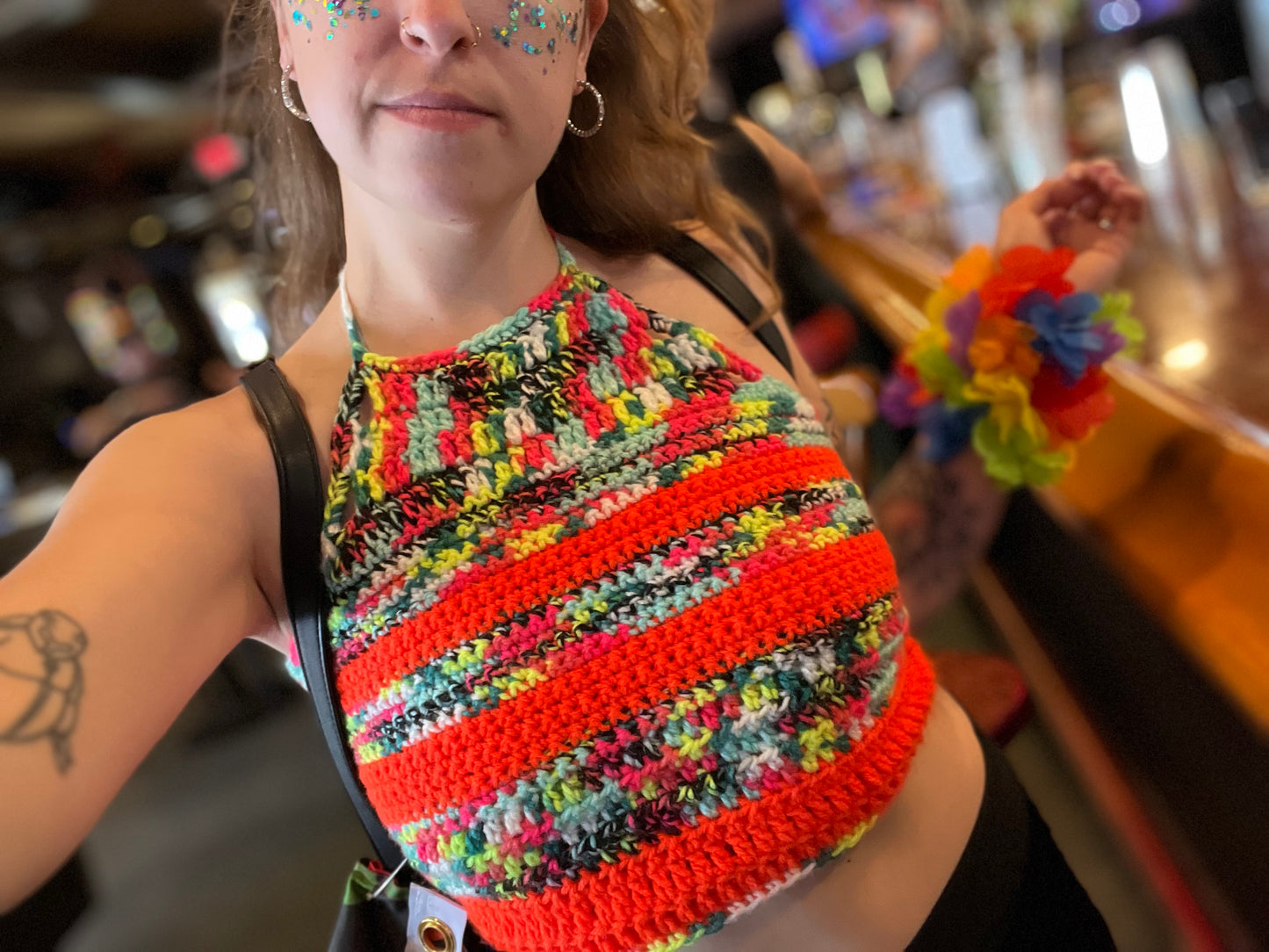 Neon Stripe Halter Top XS-XL