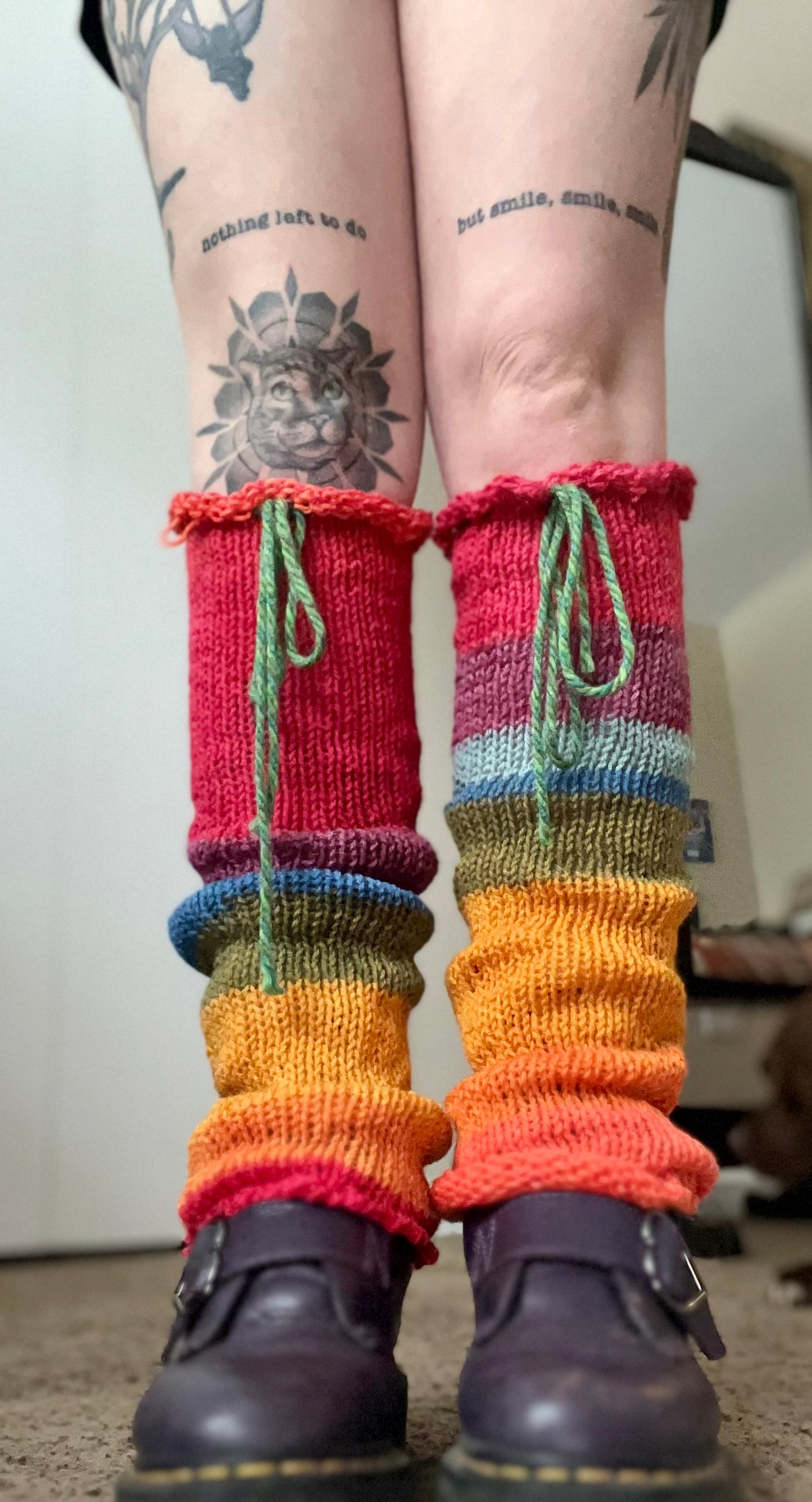 Rainbow Brain Knit Leg Warmers