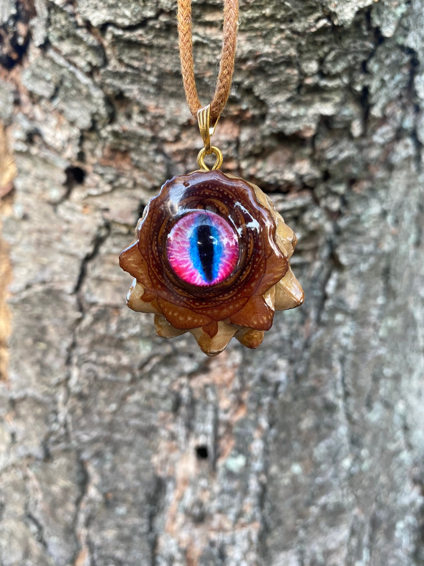 Mini Pink Dragon Eye Pinecone Pendant