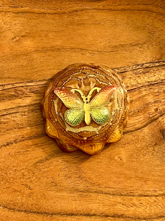 Large Rasta Butterfly Pinecone Pendant