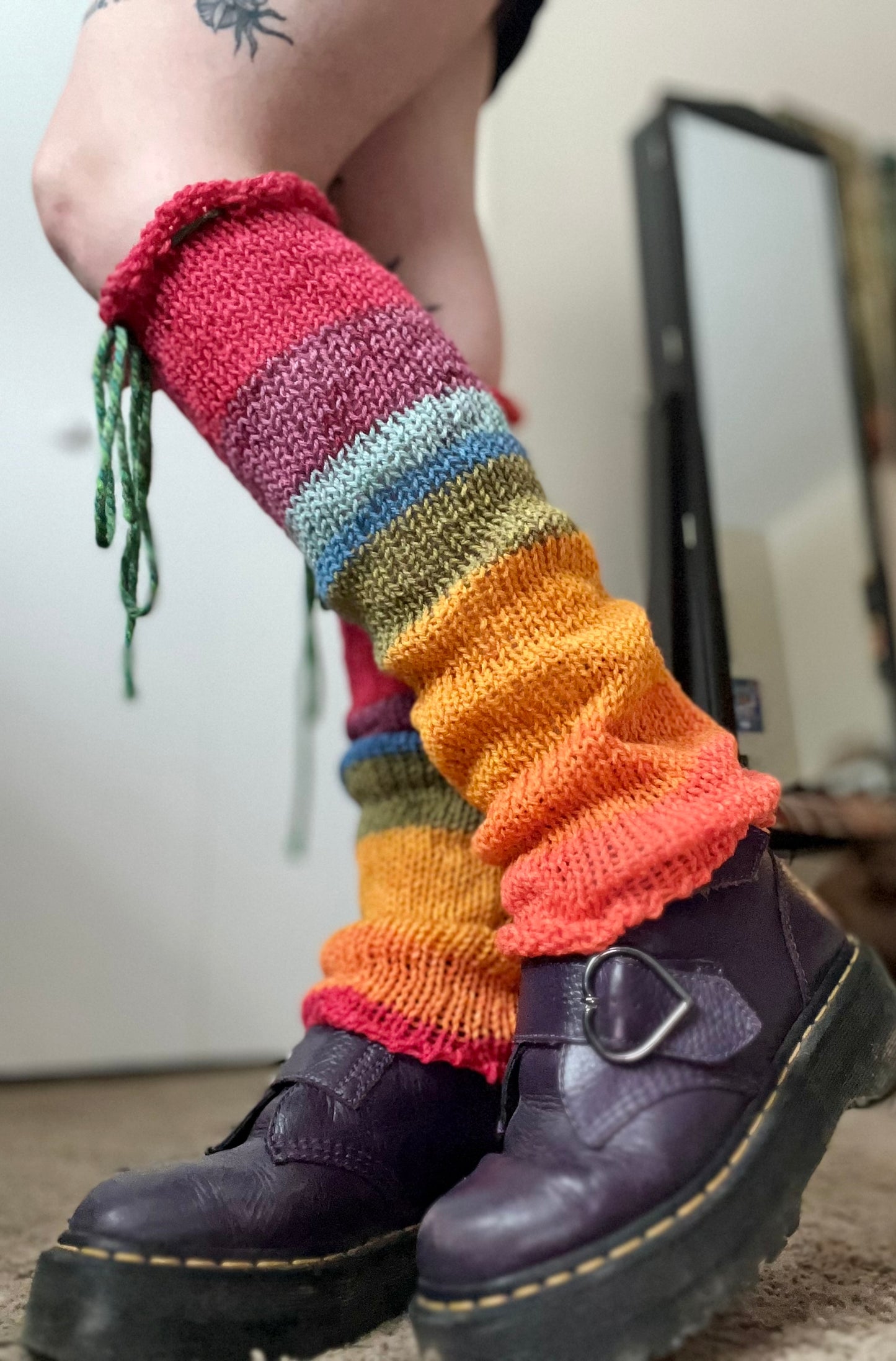 Rainbow Brain Knit Leg Warmers