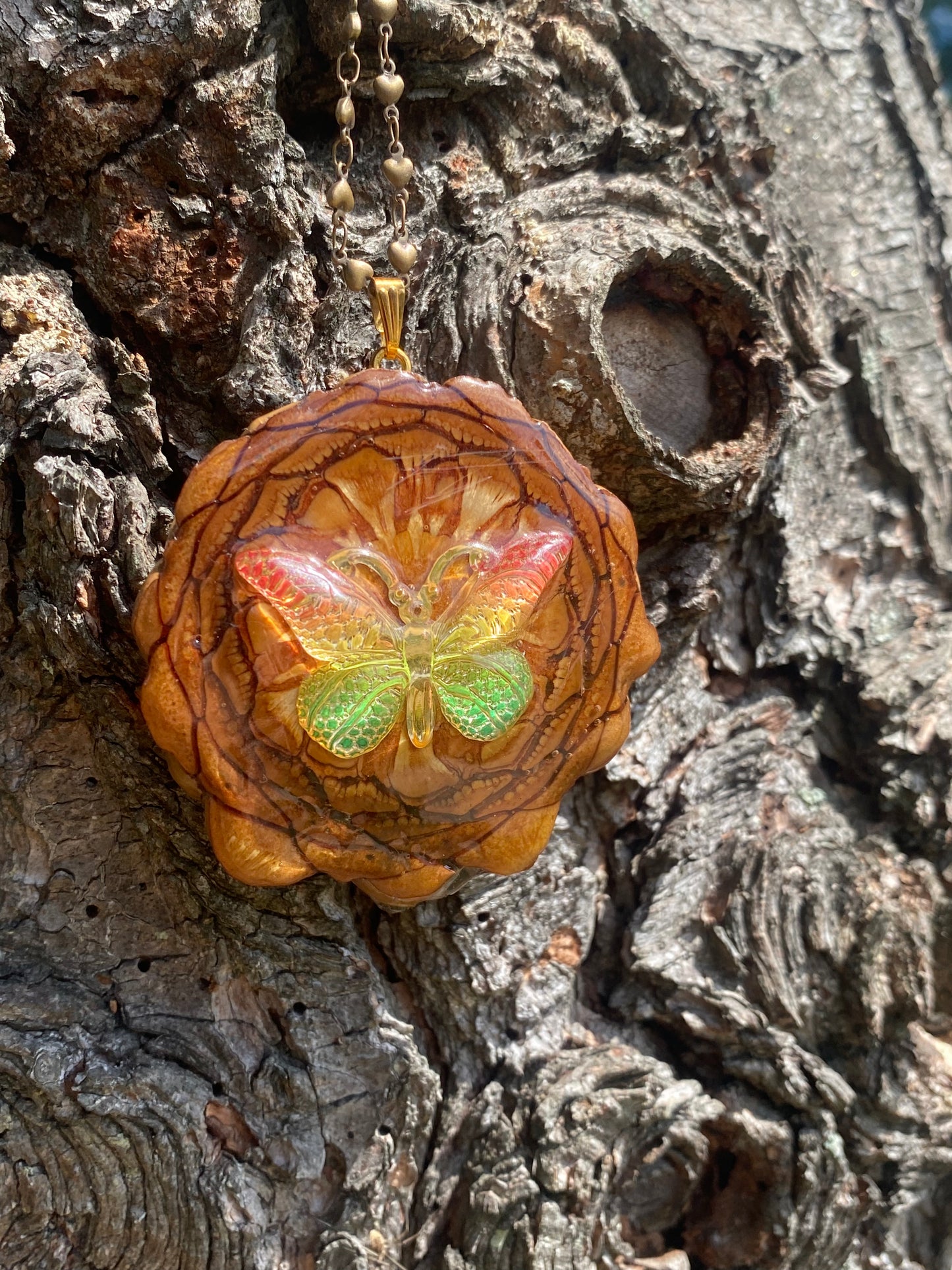 Rasta Flutterfly Pinecone Pendant