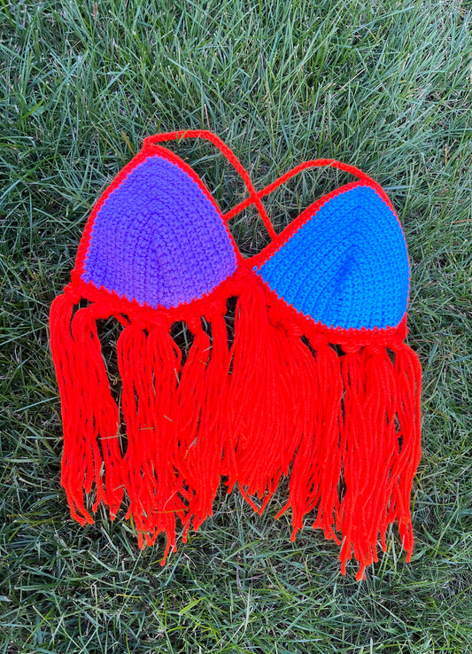 Funky Fringe Crochet Crop Top XS-M