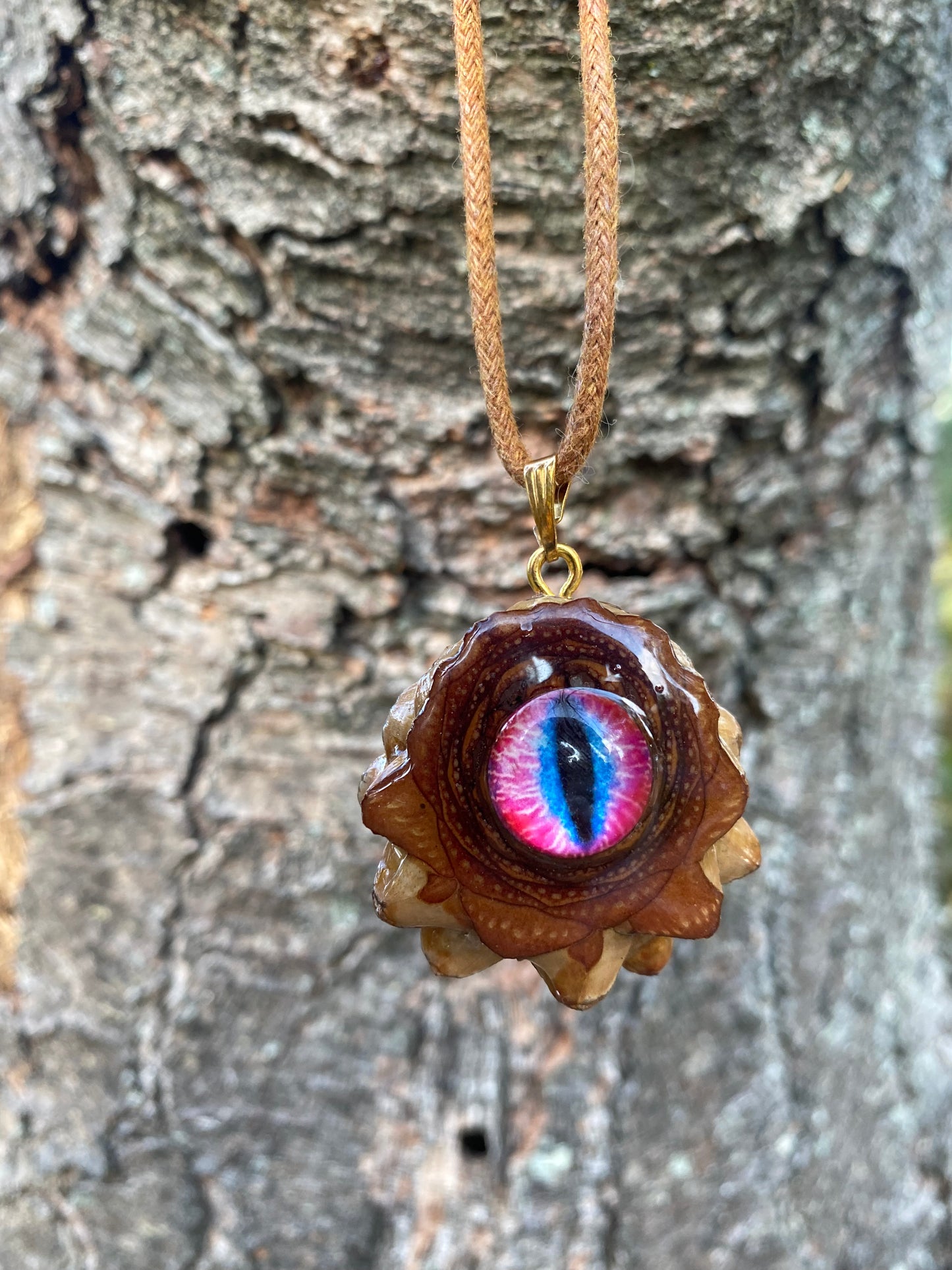 Mini Pink Dragon Eye Pinecone Pendant