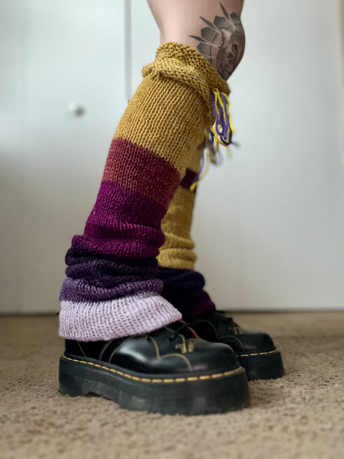 Plum Fairy Knit Crochet Legwarmers