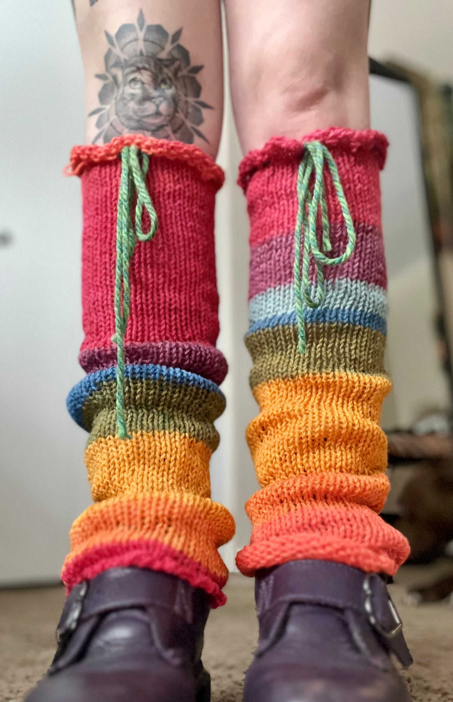 Rainbow Brain Knit Leg Warmers