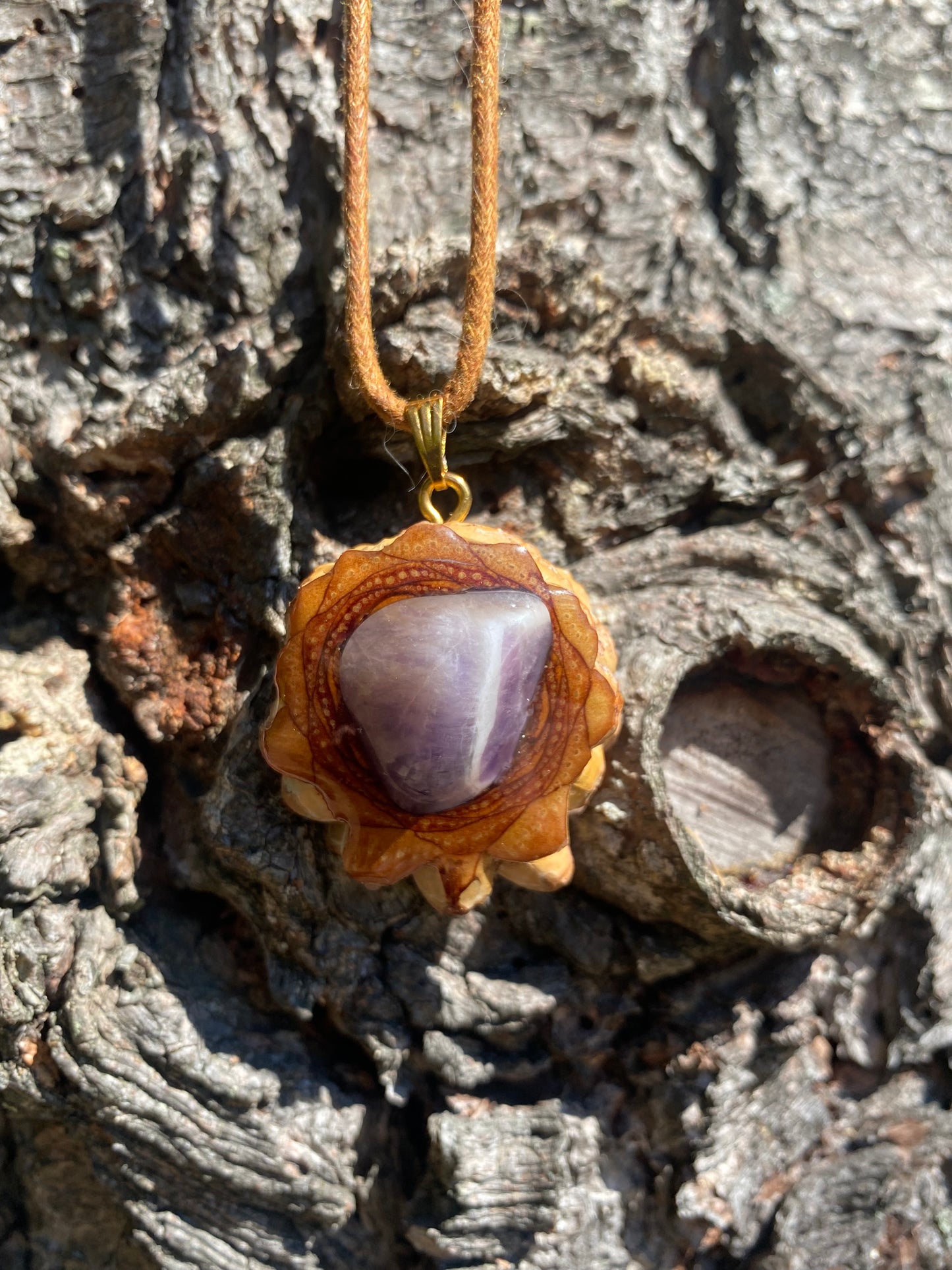 Mini Amethyst Crystal Pinecone Pendant