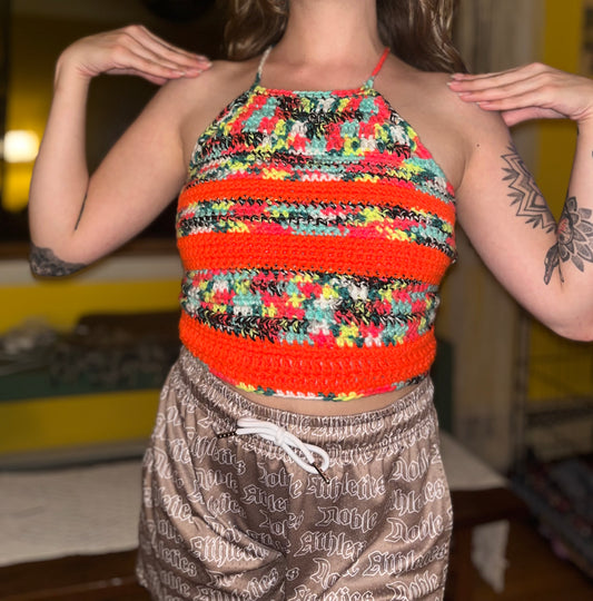 Neon Stripe Halter Top XS-XL