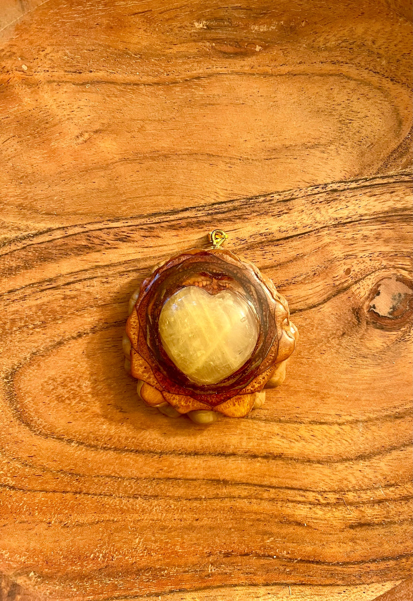 Large Heart Citrine Pinecone Pendant