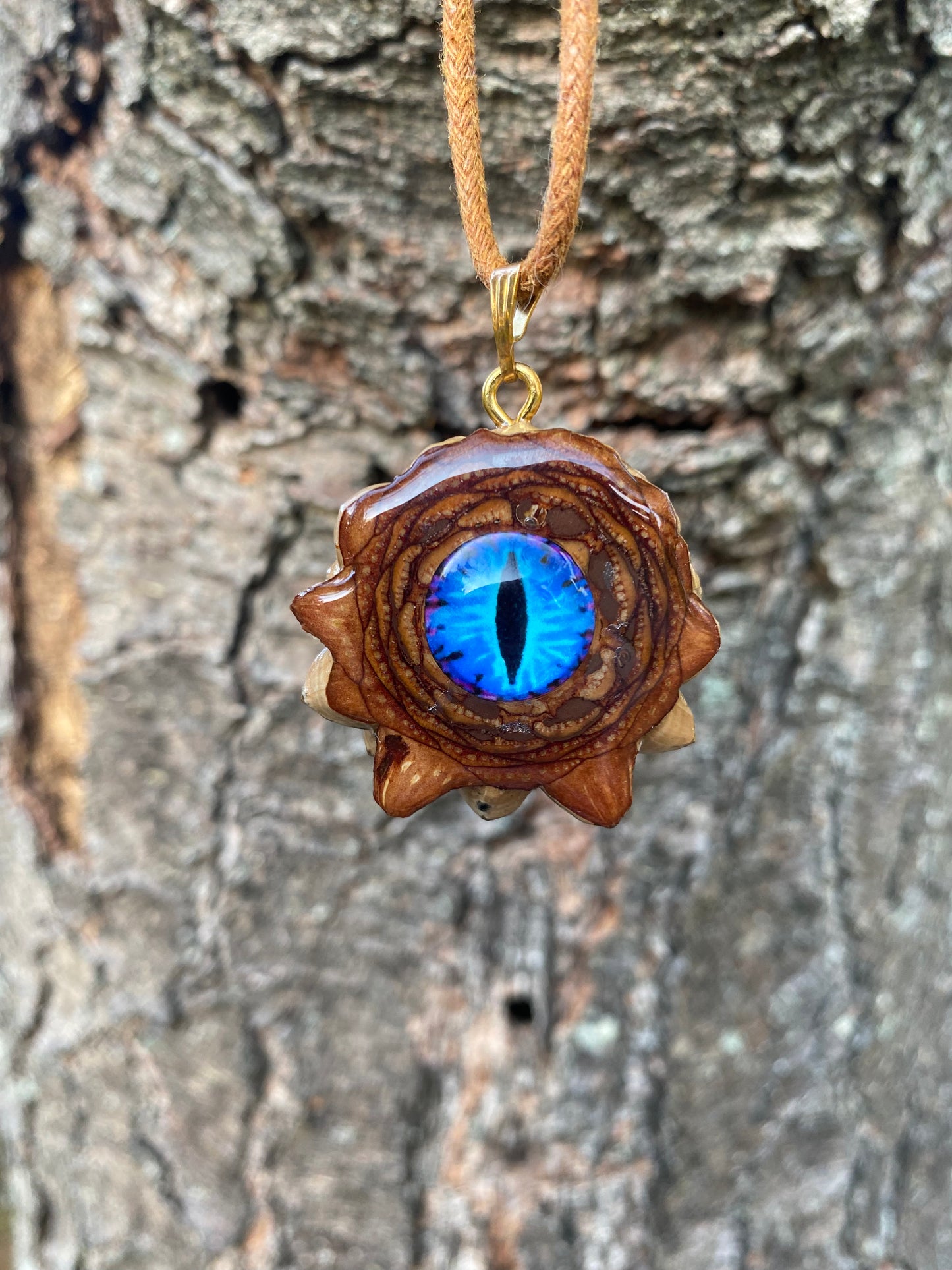 Mini Blue Dragon Eye Pinecone Pendant