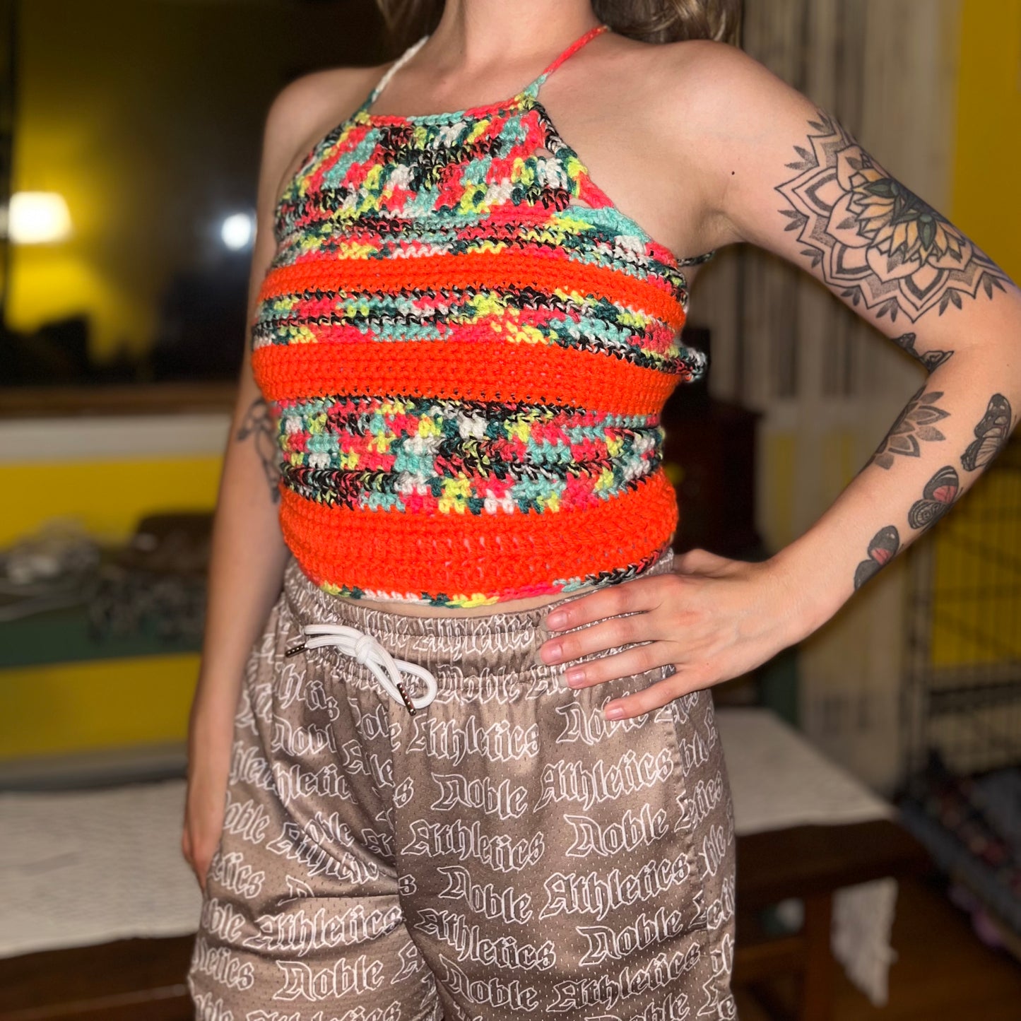 Neon Stripe Halter Top XS-XL