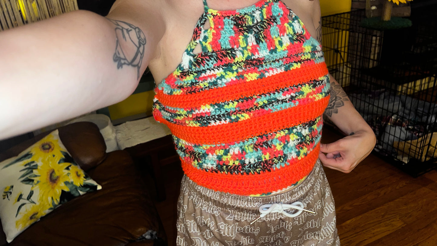 Neon Stripe Halter Top XS-XL