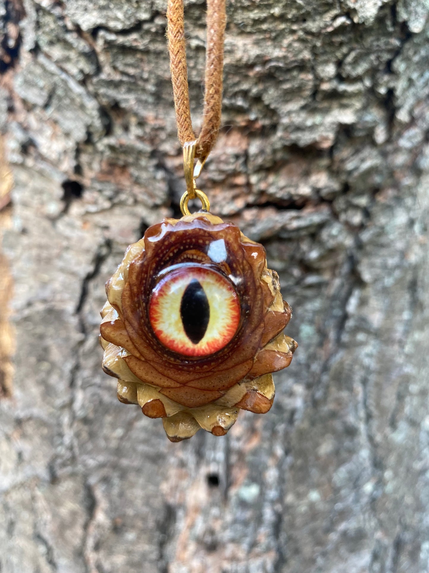 Mini Fire Eye Pinecone Pendant