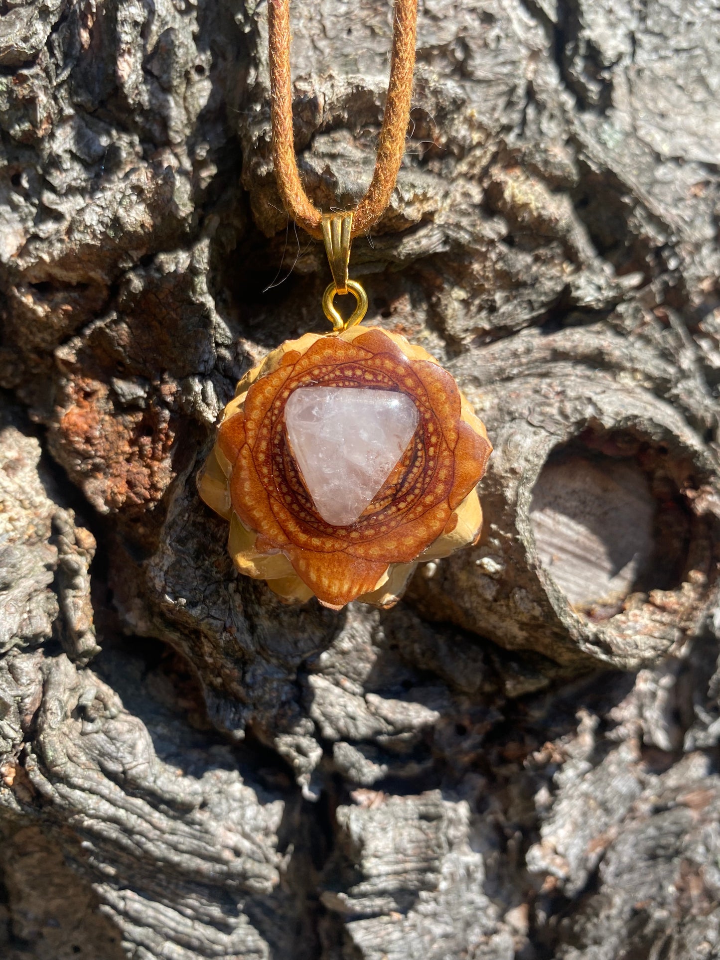 Mini Selenite Crystal Pinecone Pendant