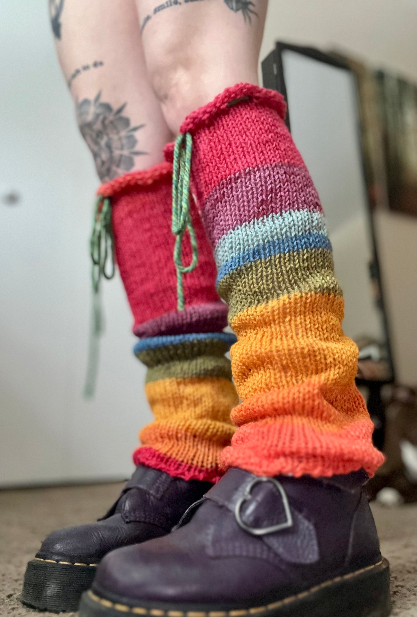 Rainbow Brain Knit Leg Warmers