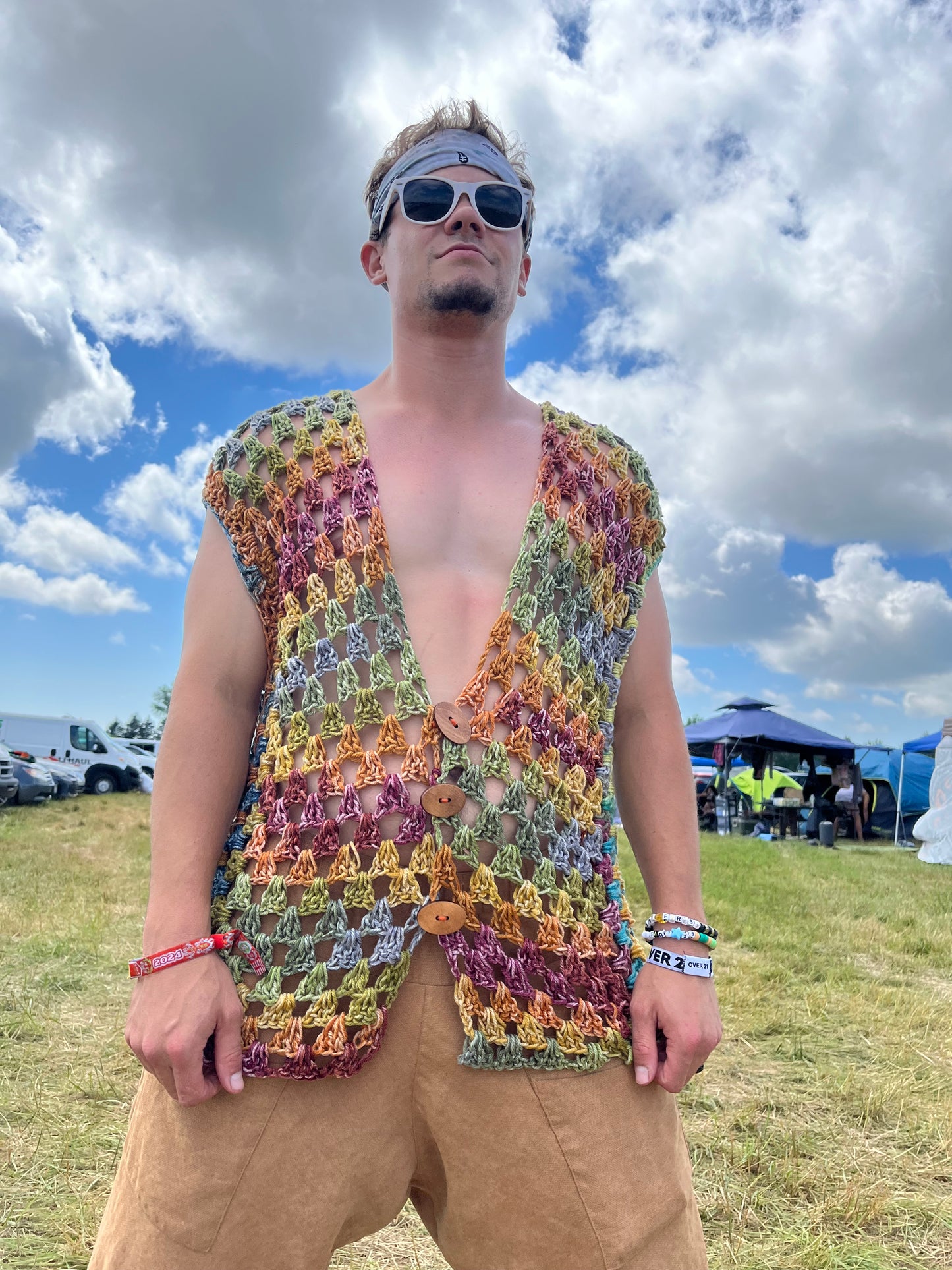 Rainbow Men’s Crochet Vest L/XL