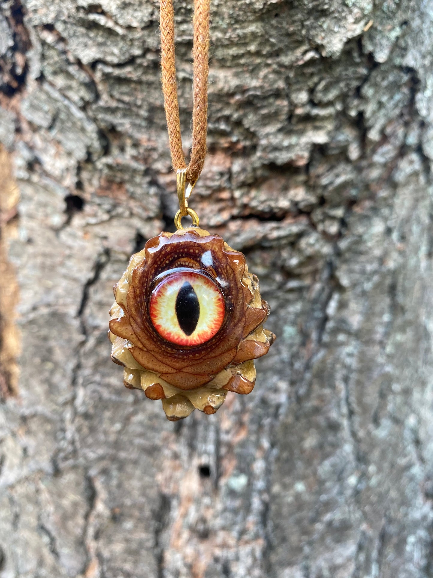 Mini Fire Eye Pinecone Pendant