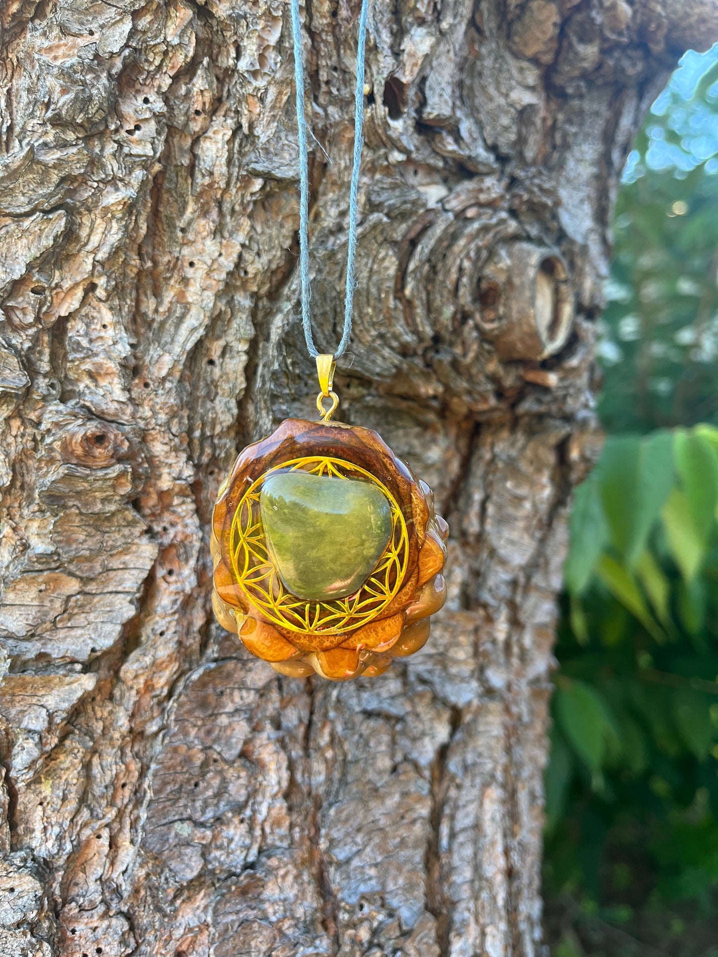 Flower of Life Pachamama Crystal Pinecone Pendant