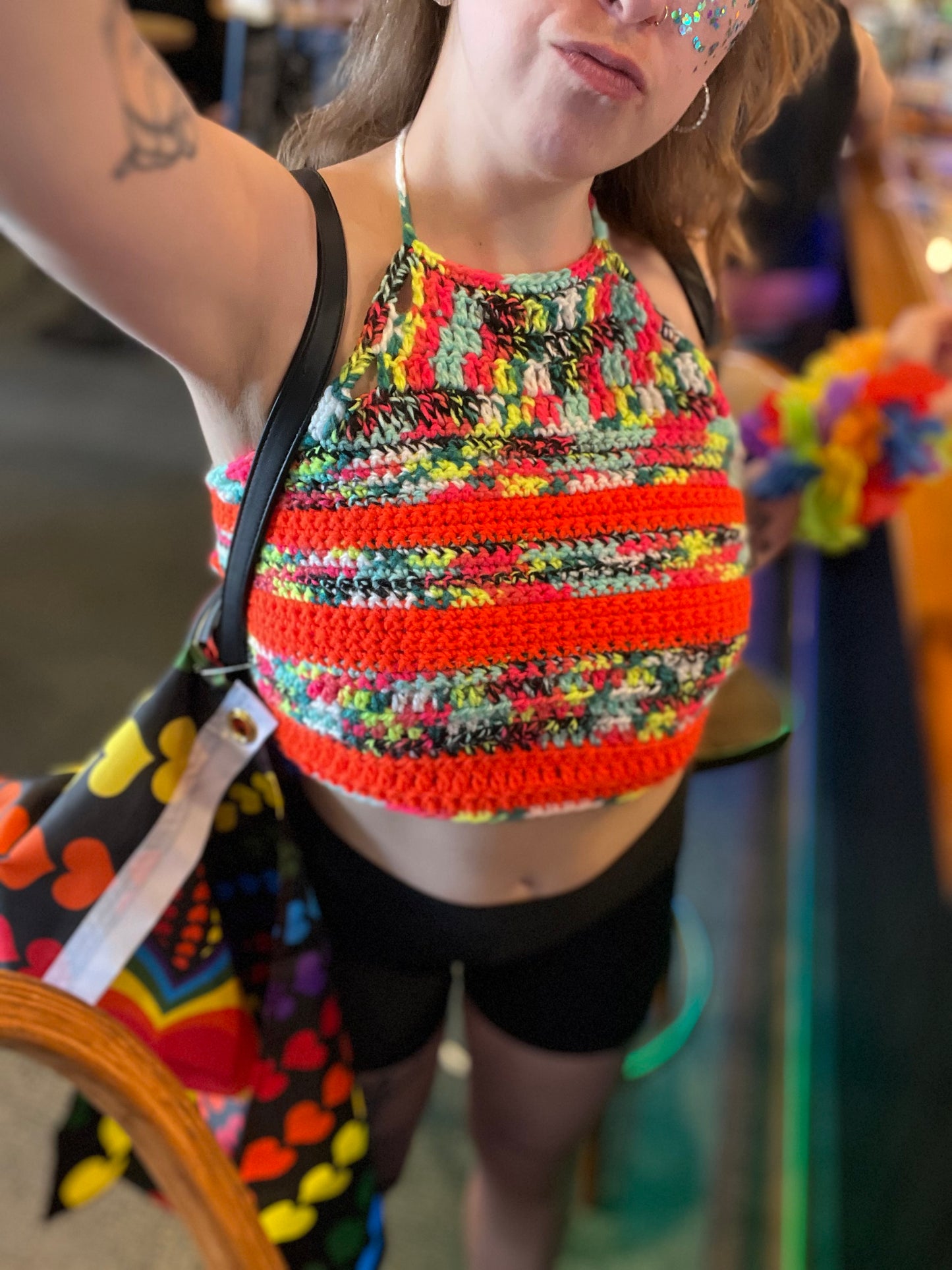 Neon Stripe Halter Top XS-XL