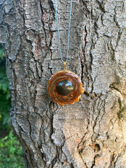 Obsidian Crystal Pinecone Pendant