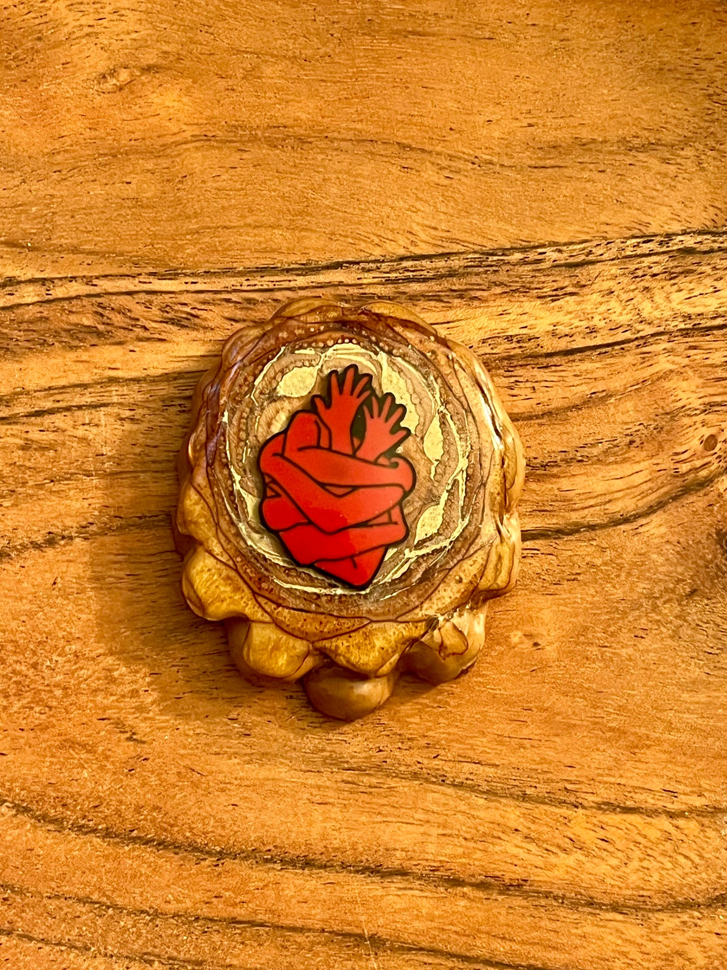 Large Heart of Hands Pinecone Pendant